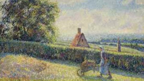 Camille Pissarro „Femme poussant une brouette, Éragny” la Christie's din Paris