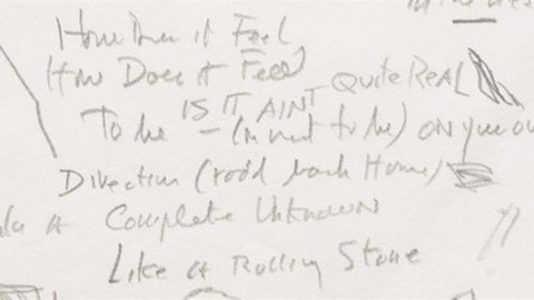 New York, manoscritto rock di Bob Dylan all’asta per 1-2 milioni di dollari