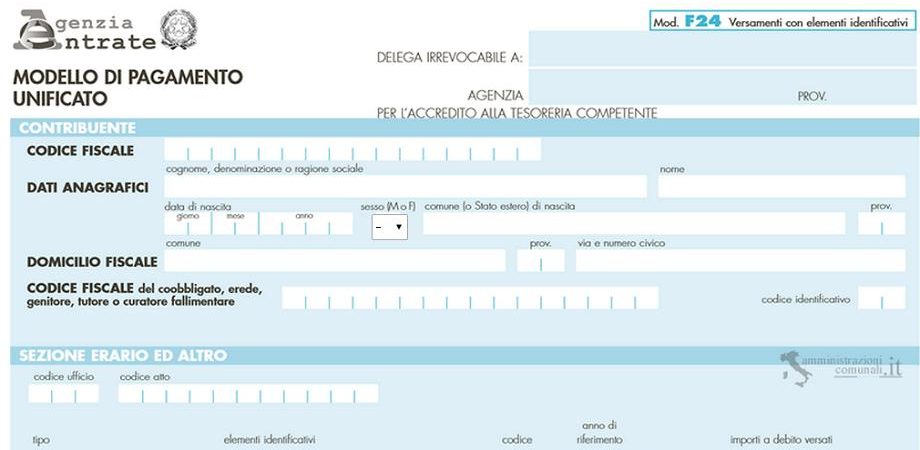 modello f24 con elementi identificativi