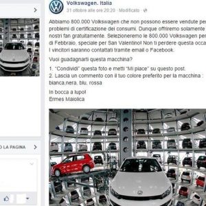 Volkswagen e Facebook: la bufala del concorso che regala le auto truccate