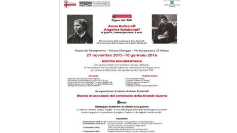 میلان: Risorgimento میوزیم میں دستاویزی نمائش "انا Kuliscioff اور Angelica Balabanoff"