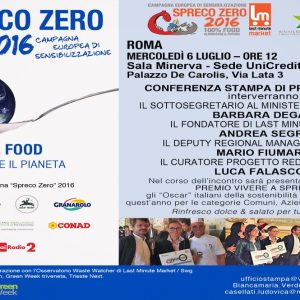 Alimenti, Spreco zero 2016: in Italia 8,4 miliardi nella spazzatura