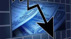 rappresentazione di Wall Street con grafico, freccia e dollari